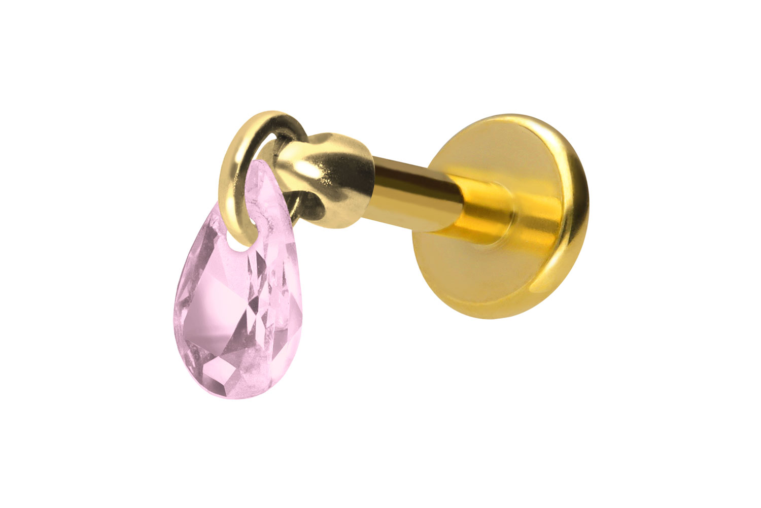 Titan Labret Piercing mit Innengewinde KRISTALLTROPFEN